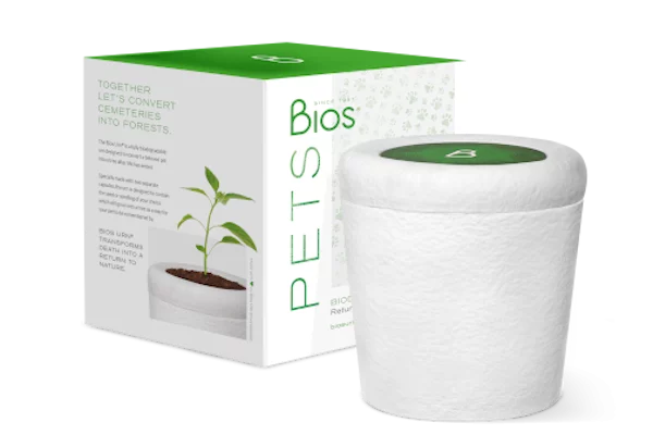 Urna biodegradable Bios Pets para cenizas de mascotas en Everpet Crematorio Collado Villalba Madrid